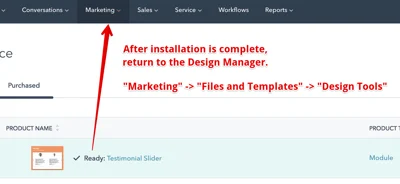 After Installing a Module in HubSpot CMS