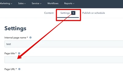 HubSpot CMS - Add Title to a page