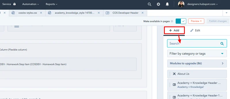 Adding a new module into a HubSpot CMS template