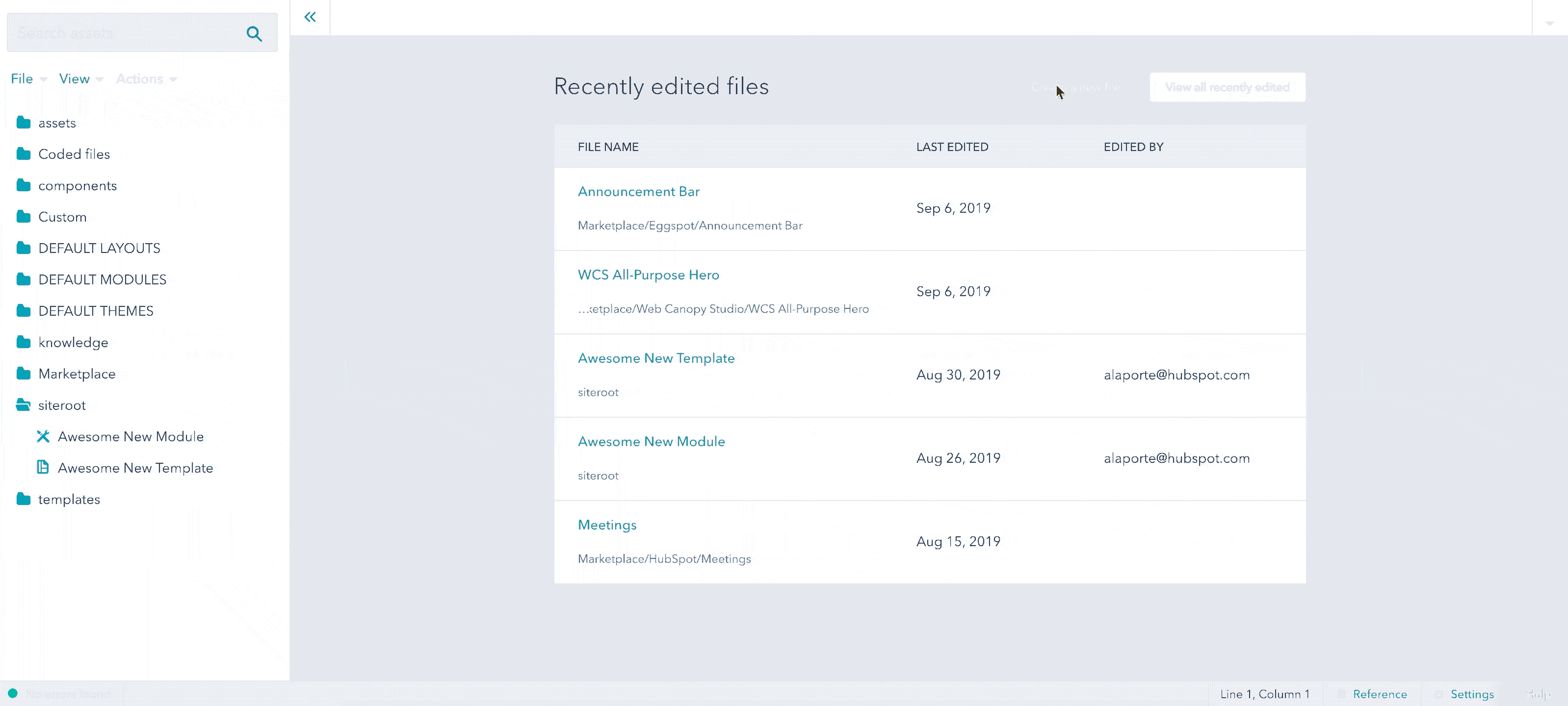 Create an HTML file in the design manager
