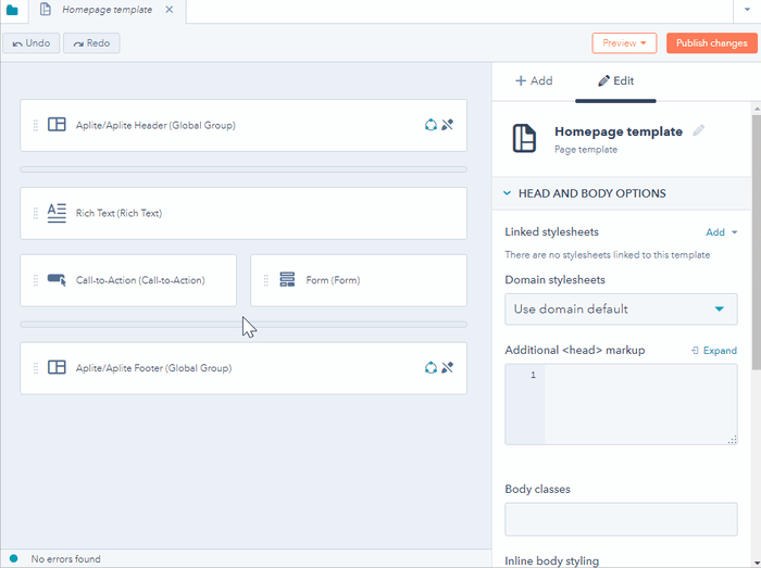 Creating groups and modules groups in HubSpot CMS templates